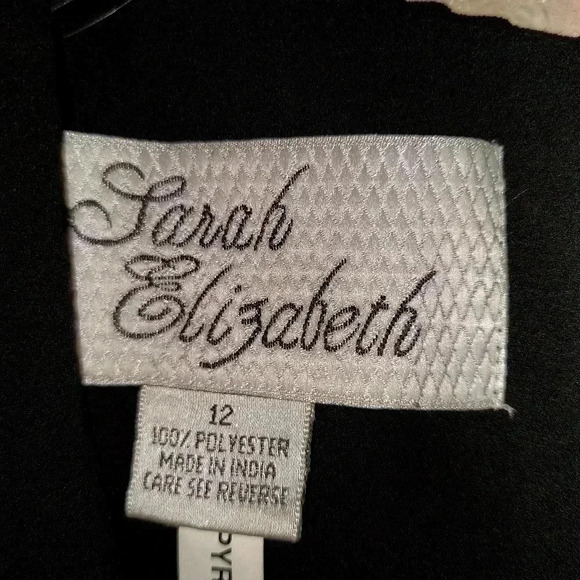 NWT Sarah Elizabeth Black Dress w/Beaded Floral Trim Size 12 - Picture 5 of 8